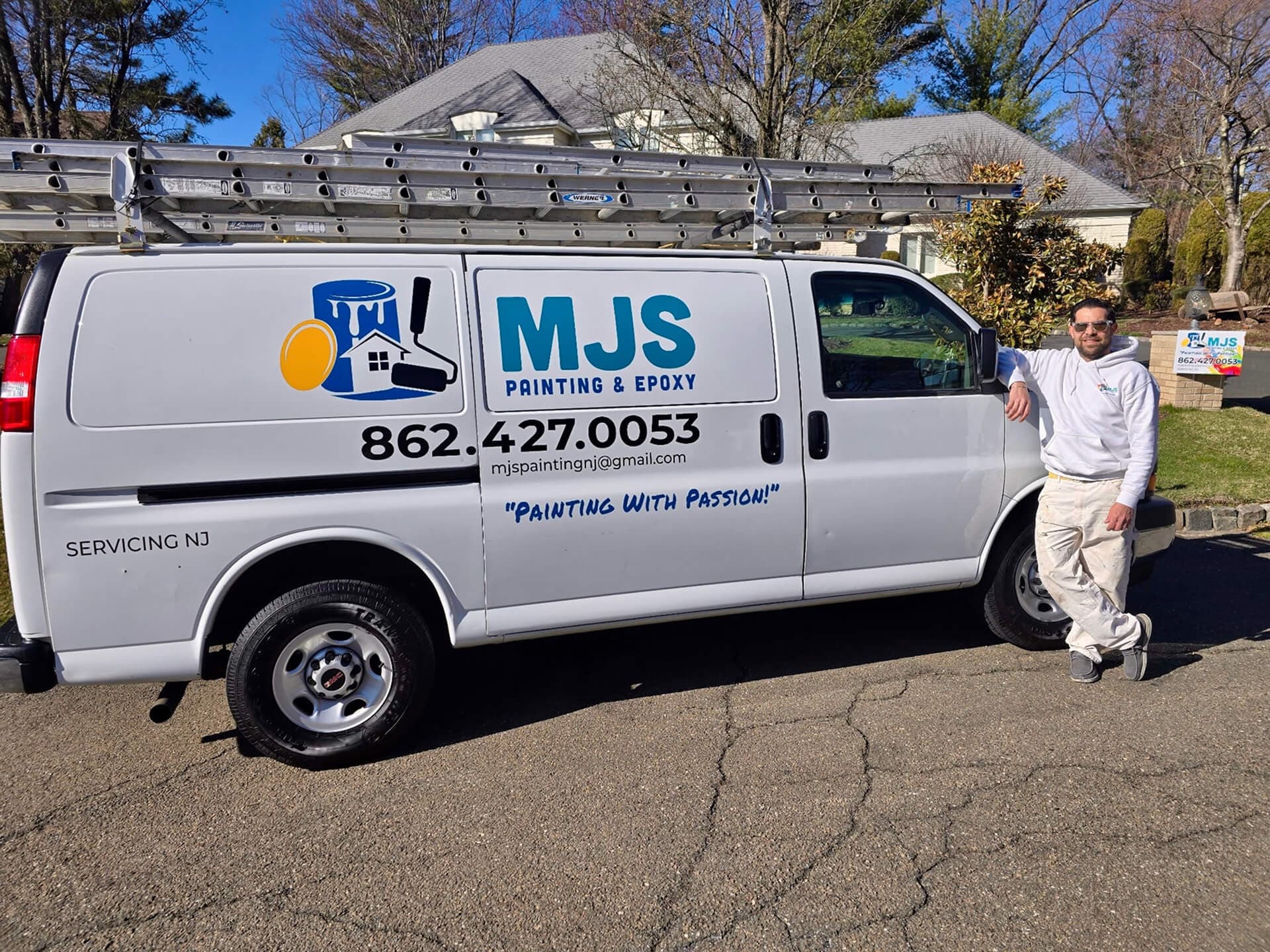 Marc Silva in front of MJS Painting & Epoxy van